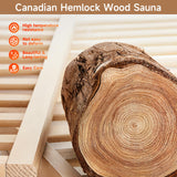 Real Relax Far Infrared Sauna, Home Indoor Sauna Room Canadian Hemlock Wooden Dry Saunas 950W 120V with Control Panel and 6 Low EMF Heaters Panels for Personal Spa Real Relax