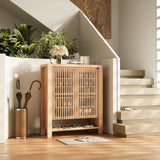 INNOD 43" Tall Shoe Storage Cabinet with Doors, 8-Tier Entryway Shoe Cabinet with Adjustable Shelves, Modern Freestanding Shoes Rack Organizer Cabinet for Entryway Hallway Front Door INNOD