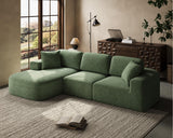 Dowinx 107'' Modular Sectional Sofa Couch with Chaise, No Assembly Required, Modern Woven-Textured Upholstery, Convertible L-Shaped Design for Living Room – Forest Green Dowinx