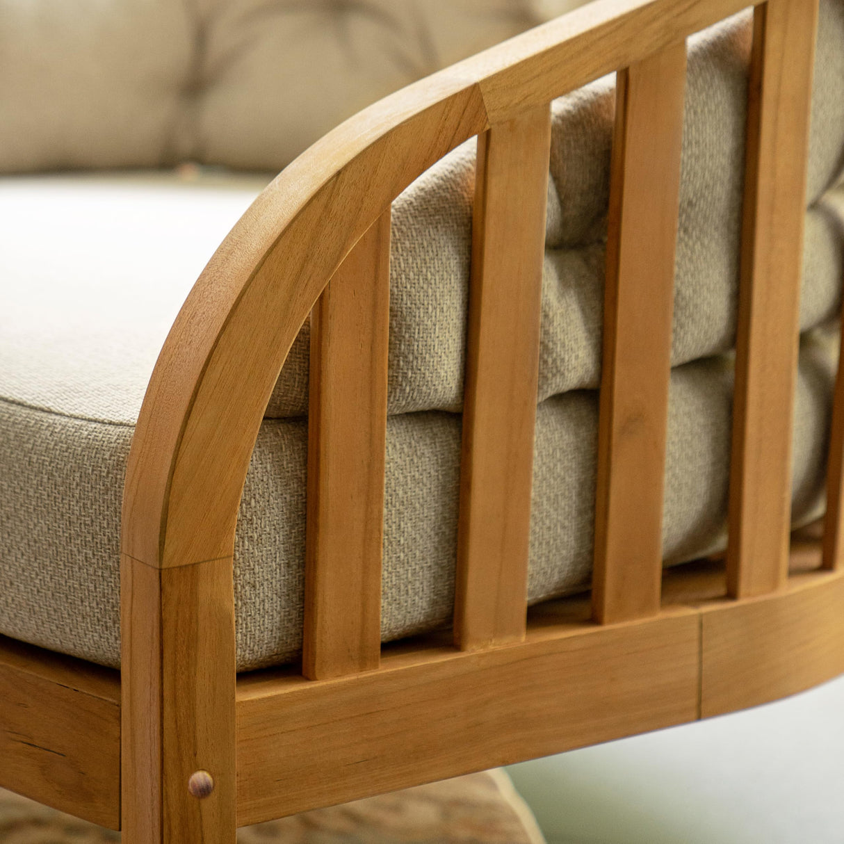 Cambridge Casual Barnese Wood Oversized Patio Lounge Chair, Natural Teak/Tan Cushion Cambridge Casual