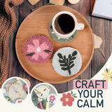 Punch Needle Kit – 6 Floral Design Punch Needle Embroidery Kit w/Monk Cloth, Embroidery Hoop, Yarn & More - Essential Punch Needle Supplies for Crafters - Ideal Punch Art for Beginners Emri Lane