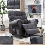 CANMOV Large Power Lift Recliner Chairs with Massage and Heat for Elderly Big People, Heavy Duty Electric Reclining Chairs Overstuffed Wide Recliner with USB Port and Side Pocket, Gray CANMOV