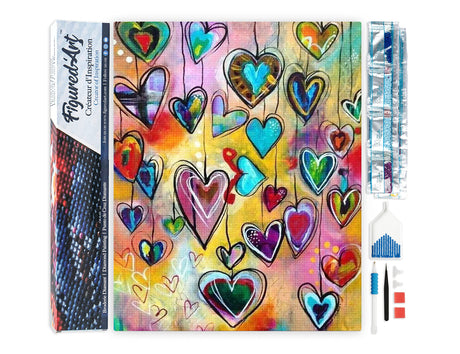 Figured’Art Diamond Painting Art kit for Adults 16"x20" Full Square Drill 5D Hearts Complete DIY - Rolled Canvas Figured'Art