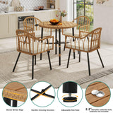 YITAHOME 5-Piece Dining Table Set with 4 Chairs, Kitchen Table & Chairs Set for 4, Boho Dining Room Table Set with Soft Cushion Chairs and 4 Holders, Ideal for Kitchen and Dining YITAHOME