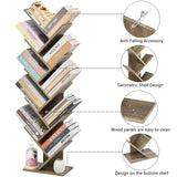 Hoctieon 10 Tier Tree Bookshelf, 10 Shelf Bookcase, Free Standing Tree Bookcase, Display Floor Standing Shelf for Books, Book Organizer Shelves for Home Office, Living Room, Bedroom, Greige Hoctieon