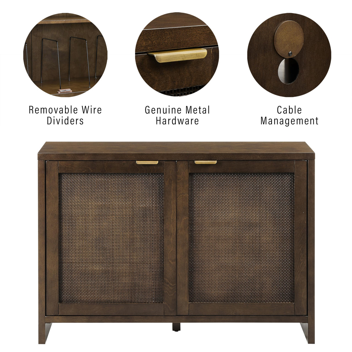 Crosley Furniture Kenji Media Console, Record Player Stand with Vinyl Storage, Modern Home Organizer, Dark Brown Crosley Furniture