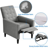 Yaheetech Fabric Recliner Chair Mid-Century Modern Recliner Adjustable Single Recliner Sofa with Thicker Seat Cushion Tufted Upholstered Sofa with Pocket Spring for Living Room Bedroom Gray Yaheetech