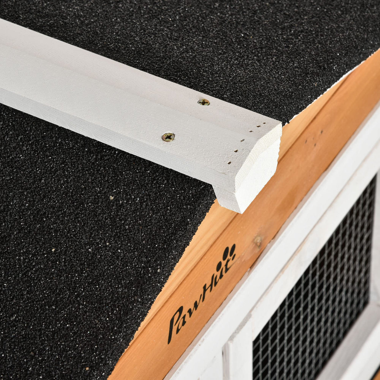 PawHut 62" Rabbit Hutch, Wooden Bunny Hutch, Guinea Pig Cage, Small Animal Enclosure with Wheels, Run Area, Removable Tray, Asphalt Roof, Lockable Doors and Ramp, Nature Wood PawHut