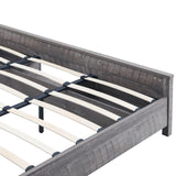 ACCOHOHO Farmhouse King Size Bed Frame with Barn Door Storage, Platform Bed Frame with Headboard, Rustic Bed, Solid Wood Slats Support/Noiseless/No Box Spring Needed (Grey) ACCOHOHO