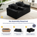 MAXYOYO Loveseat Sofa Bed, 4 in 1 Foldable Floor Sofa Couch in A Box with 2 Cup Holders, Convertible Boneless Couch Folding Recliner Sleeper Chair for Living Room, No Assembly Required, Black MAXYOYO