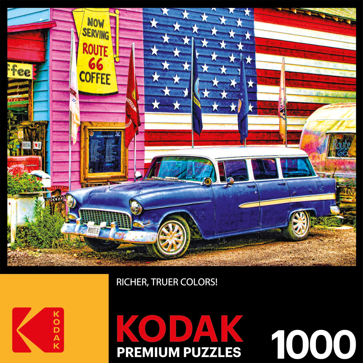 RoseArt - Kodak Premium - Route 66-1000 Piece Jigsaw Puzzle for Adults RoseArt