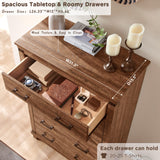 Farmhouse 5 Drawers Dresser for Bedroom, Tall Chest of Drawers with Thick Plank Styling, Wood Rustic Closet Dresser for Bedroom, Living Room, Reclaimed Barnwood RedLemon