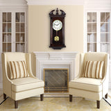 Bedford Clock Collection Classic Chiming Wall Clock with Swinging Pendulum in Cherry Oak Finish, 4.75" L x 11.75" W x 27.50" H Bedford Clock Collection