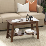 31.49" Coffee Table, 2-Tier Small Living Room Table, Rustic Modern Farmhouse Wood for Living Room, Bedroom, Walnut, Easy Assembly Elementool