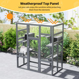 NYEEKOY 71Inches Large Wood Catio Outdoor Cat Enclosure with Perches and Condos, Cat House Indoor with Waterproof Roof, Cat Shelter 7 Platforms & 2 Resting Box, UV Resistant (Grey) Nyeekoy