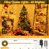 Ollny Cluster Lights Christmas 400LED 20FT, Warm White Christmas Tree Lights 8 Modes Timer Remote, Waterproof Connectable String Lights for Outdoor Indoor Outside Garland Xmas Decorations Ollny