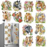 INCOK Diamond Art Refrigerator Magnets - 16 PCS Horse Diamond Painting Fridge Magnet Stickers Kits DIY Refrigerator Diamond Art Craft for Adult Beginners Home Decors Christmas Gift Horse Lover INCOK