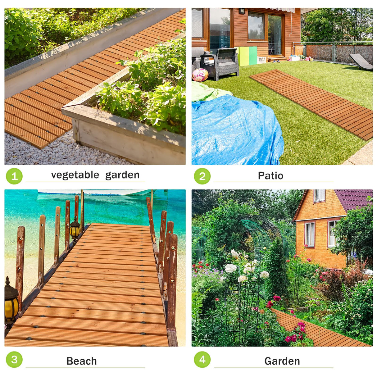 Tatuo 8 FT Wooden Garden Pathway Roll Out Straight Walkway Outdoor Path Wood Flooring Boardwalk Pavers for Garden Backyard Patio Beach Outdoor Wedding Party, 8' L x 17" W(1 Pack) Tatuo