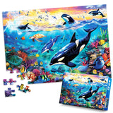 100 Piece Puzzles for Kids Ages 6-8 8-10 - Killer Whales Orca - 100 Piece Jigsaw Puzzle for Senior Ocean Jigsaw Puzzle for Toddler Children Learning Educational Puzzles Toys for Boys and Girls Jeacirio