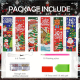 INCOK Christmas Diamond Painting Bookmarks - 6 PCS Diamond Art Bookmarks Set with Tessel DIY Santa Claus Snowman Christmas Tree Reindeer Gem Art Craft Funny Merry Xmas Gift for Book Lover Students INCOK