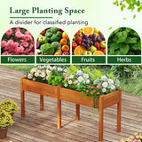 Toolsempire Raised Garden Bed with Legs, Elevated Planter Box with Divider & 8 Drainage Holes, Fir Wood Garden Box for Vegetables, Flowers, Fruits & Herbs (Brown Yellow) Toolsempire