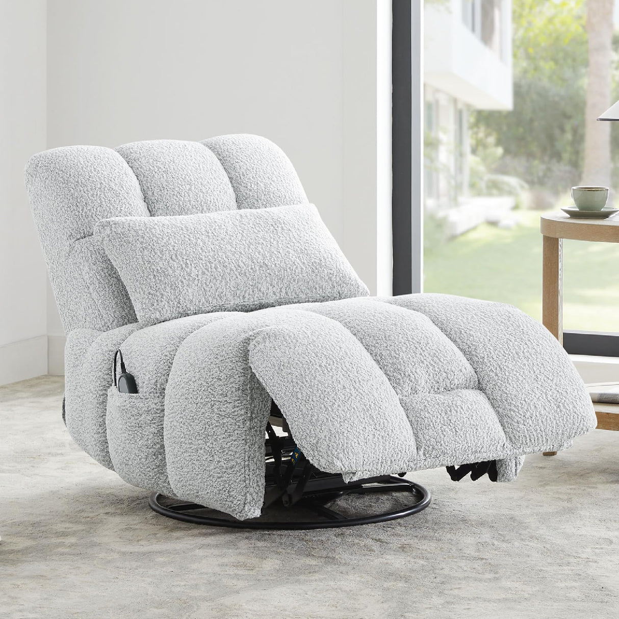 Watson & Whitely Oversized Power Recliner Chair for Adults, Swivel Rocker Recliner Chair with Lumbar Support, Ultra-Comfy Glider Recliner for Living Room Theater Seating Single Sofa, Grey Watson & Whitely