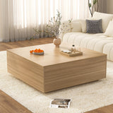 43 Inch Large Square Coffee Table with Storage,Modern Wooden Coffee Table with 2 Drawers Storage for Living Room,Mid Century Tea Table/Aesthetic Coffee Tables Center Table for Home Office(Oak) jiteentarou
