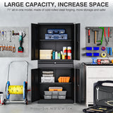 SISESOL Metal Garage Storage Cabinet with Doors and Shelves, 71" Multifunctional Garage Storage Closet Large Garage Locker with Adjustable Shelves & Locking Doors Steel Storage Tall Cabinet SISESOL