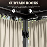 12'x16' Gazebo Curtains Outdoor Waterproof with Hanging Rings, 4-Panel Double Zipper Sidewalls Universal Replacement Privacy Curtain, Outdoor Gazebo Curtains for Patio, Backyard(Curtains Only) Snubbull