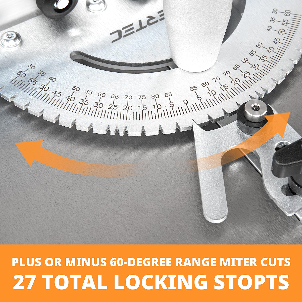 POWERTEC Universal Table Saw Miter Gauge and Aluminum Miter Bar, 27 Angle Stops Miter Gauge, Works w/Table Saws, Band Saw, Router Table (71142) POWERTEC