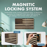 American Flag Hidden Gun Safe - Quick Access Hidden Gun Shelf - Concealment Shelf with Magnetic Lock - Wall Gun Safe for Secure Firearm Storage - Handcrafted In USA by Bellewood Designs (Dark Walnut) Bellewood Designs