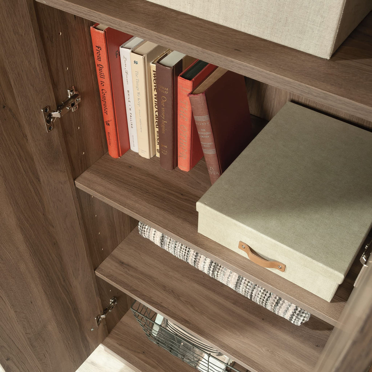 Sauder HomePlus 2-Door Farmhouse Storage Cabinet/Pantry cabinets, Salt Oak Finish Sauder