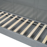 Queen Size Multi-Function Murphy Bed with Sofa and Storage, Solid Wood Wall Bed for Small Spaces Apartments Studio Guest Room (1Gray+Sofa) Quarte