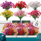 AGIRL 24 Bundles Artificial Flowers for Outdoor,No Fade Fake Plastic Flowers Faux Plants for Decoration Hanging Planters Indoor Outside Garden Porch Window Box Home Wedding Farmhouse AGIRL