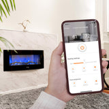 e-Flame USA Sundance Curved Wall Mounted or Freestanding LED Electric Fireplace with Remote - Adjustable, Timer, Remote - 48-inch e-Flame USA