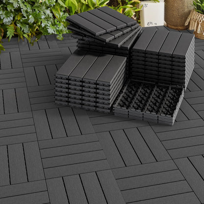 YITAHOME Plastic Interlocking Deck Tiles, 27 Pack, Waterproof Outdoor Flooring All Weather Use, Durable & Slip-Resistant, Suitable for Patio, Garden, Deck, Poolside, Backyard, 12x12 Inches, Dark Grey