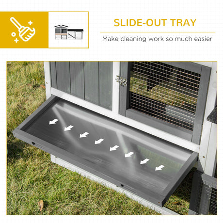 PawHut 69" Rabbit Hutch, Wooden Bunny Hutch, Guinea Pig Cage, Small Animal Enclosure with Run Area, Removable Tray, Asphalt Roof, Lockable Doors and Ramp, White PawHut