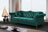 Container Furniture Direct Anna1 Chesterfield Velvet Couches for Living Room, Button Tufted Luxury Upholstery with Rolled Arms, High-Density Foam, Durable Wood Frame, 79.5" Sofa, Pine Green Container Furniture Direct