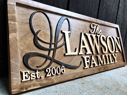 Personalized Lake House Sign Custom Wood Sign Carved Last Name Wooden Signs Home Décor 3D Cabin Rustic Lakehouse Personalized Wedding Gift Established Sign Family Name Sign 5 Year Anniversary - WoodArtSupply