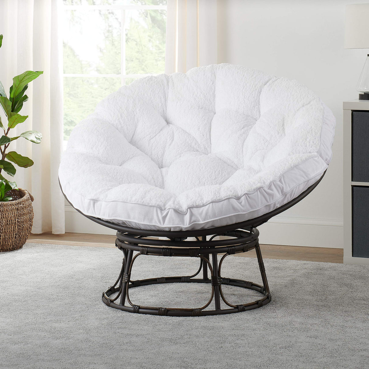 Birsppy Better Homes & Gardens Papasan Chair with Fabric Cushion (White) Birsppy