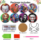 NEGEKFKX 8 Pcs Halloween Diamond Art Painting Coasters Kits,Horror Coaster with Holder for Adults, Non-Slip DIY Dot Paint Craft Kits,5D Full Drill DIY Diamond Dot Gem Art Kit Home Decor Arts Craft NEGEKFKX