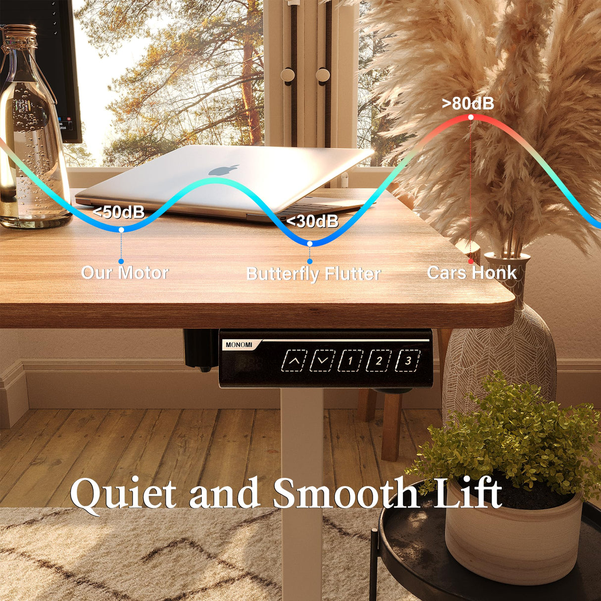 Monomi 55 Inch Electric Standing Desk, Height Adjustable Sit Stand Up, Work Home Office Computer PC Desks, Gaming Writing Study Bedroom Rising Table, Nature Monomi