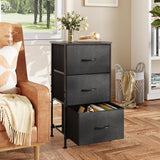 WLIVE Dresser with 3 Drawers, Fabric Nightstand, Organizer Unit, Storage Dresser for Bedroom, Hallway, Entryway, Closets, Sturdy Steel Frame, Wood Top, Easy Pull Handle, Charcoal Black WLIVE