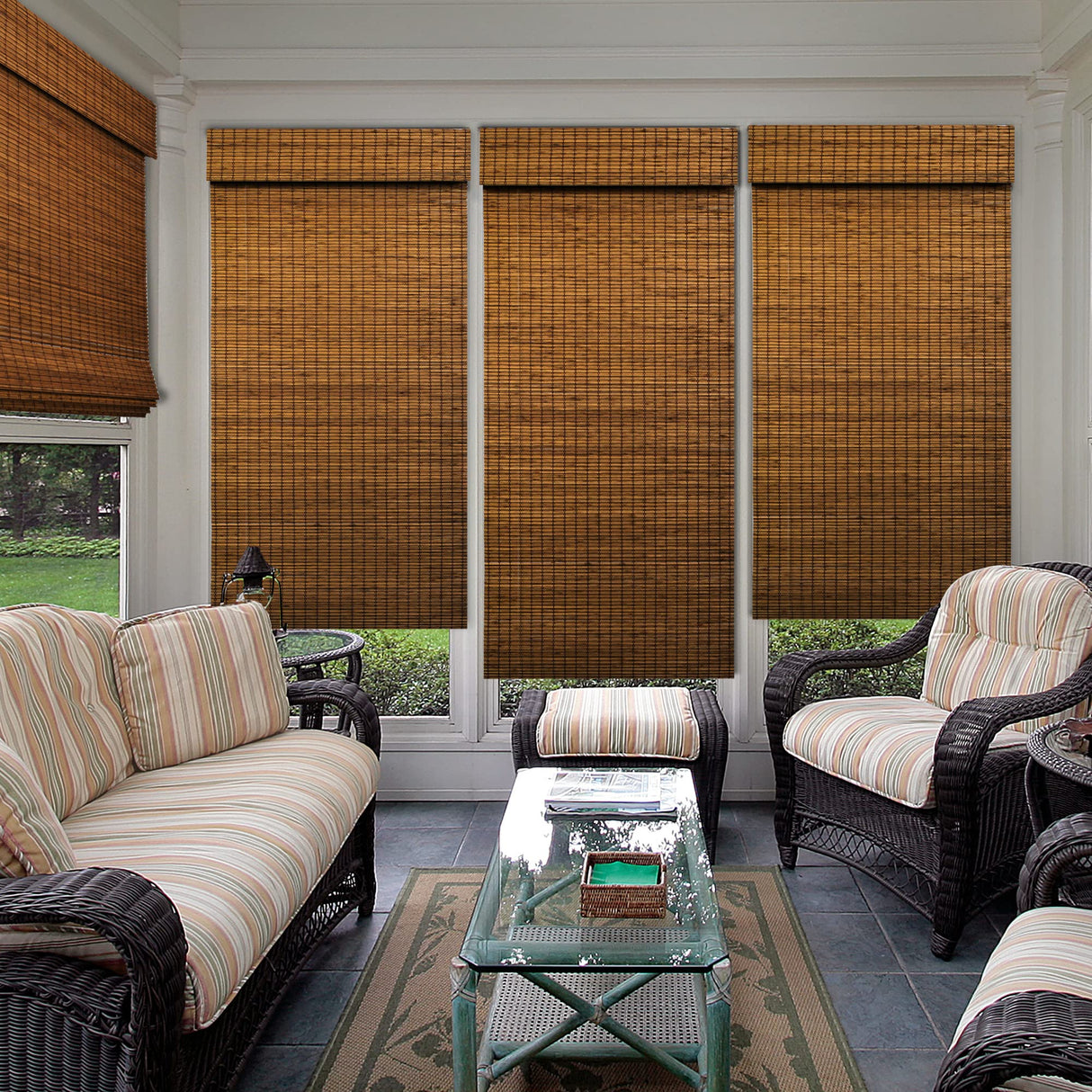 CHICOLOGY Bamboo Roman Shades - Smart Choice Eco-Friendly Light Filtering Blinds for Windows, Premium Quality, Ideal for Home, Frost, 33" W X 64" H CHICOLOGY