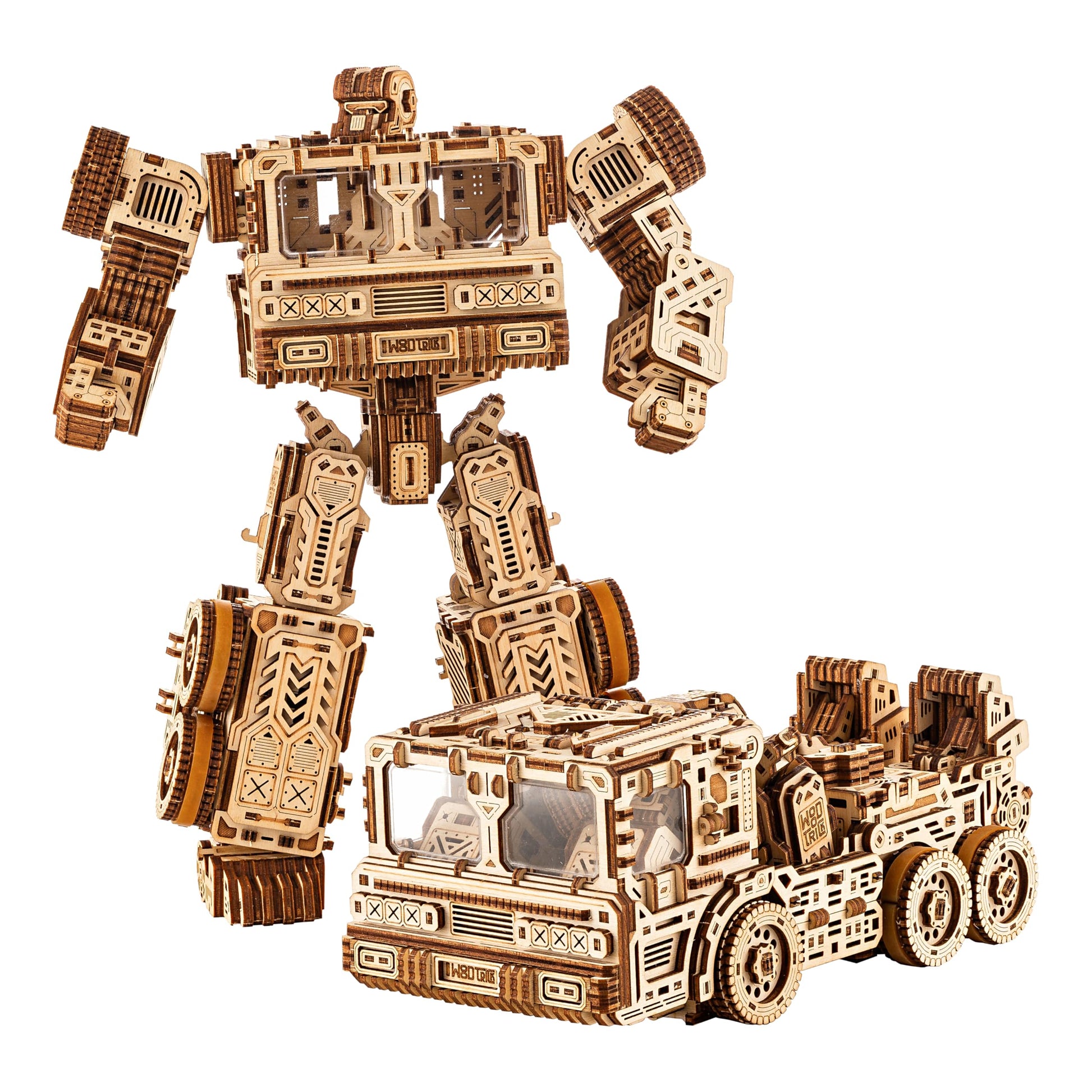 Wood Trick Timbertron Robot & Truck 3D Wooden Puzzles for Adults and Kids to Build - Rides up to 9 ft - Wooden Models Engineering DIY Project Mechanical 3D Puzzles Model Kits for Adults - WoodArtSupply