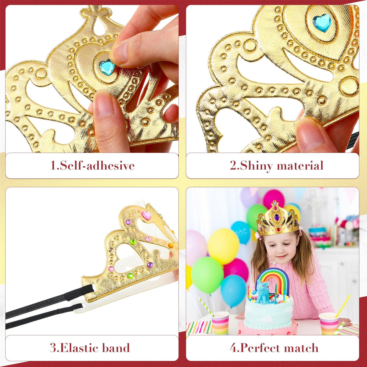 Yaomiao 44 Pcs Foam Crowns for Kids Princess Tiaras Crowns Bulk Diamond Sticker Making Kits for Birthday Party Supplies(Vintage Style) Yaomiao