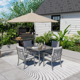 HAPPATIO 5-Piece Patio Outdoor Dining Set - All Aluminum Outdoor Patio Table and Chairs Set for 4 Includes 1 Square Dining Table and 4 Dining Chairs, Patio Outdoor Dining Set for Lawn or Garden HAPPATIO