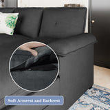 110" Sectional Couches for Living Room,U Shaped Big Sofa Couch with Double Chaise,Modern 4 Seat Modular Sofa Couches with Thick Cushion & Soft Backrest,Black Shintenchi