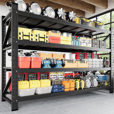 Anxxsu 5000LBS Storage Shelves, 71" W Heavy Duty Garage Shelving Unit, Adjustable Industrial Shelving, 4 Tier Metal Shelving for Garage, Supermarket, Warehouse, 71" W x 24" D x 70" H