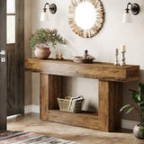 Tribesigns 63" Console Table, Farmhouse 2-Tier Entryway Table with U-Shaped Base, Narrow Long Wood Sofa Table Behind Couch Table for Living Room, Hallway, Foyer, Vintage Brown Tribesigns